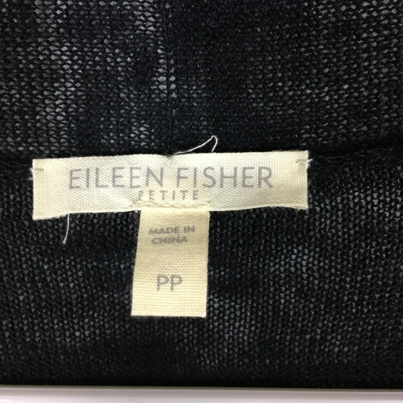 Eileen Fisher Black Linen Short Sleeve Cardigan - Picture 5 of 6